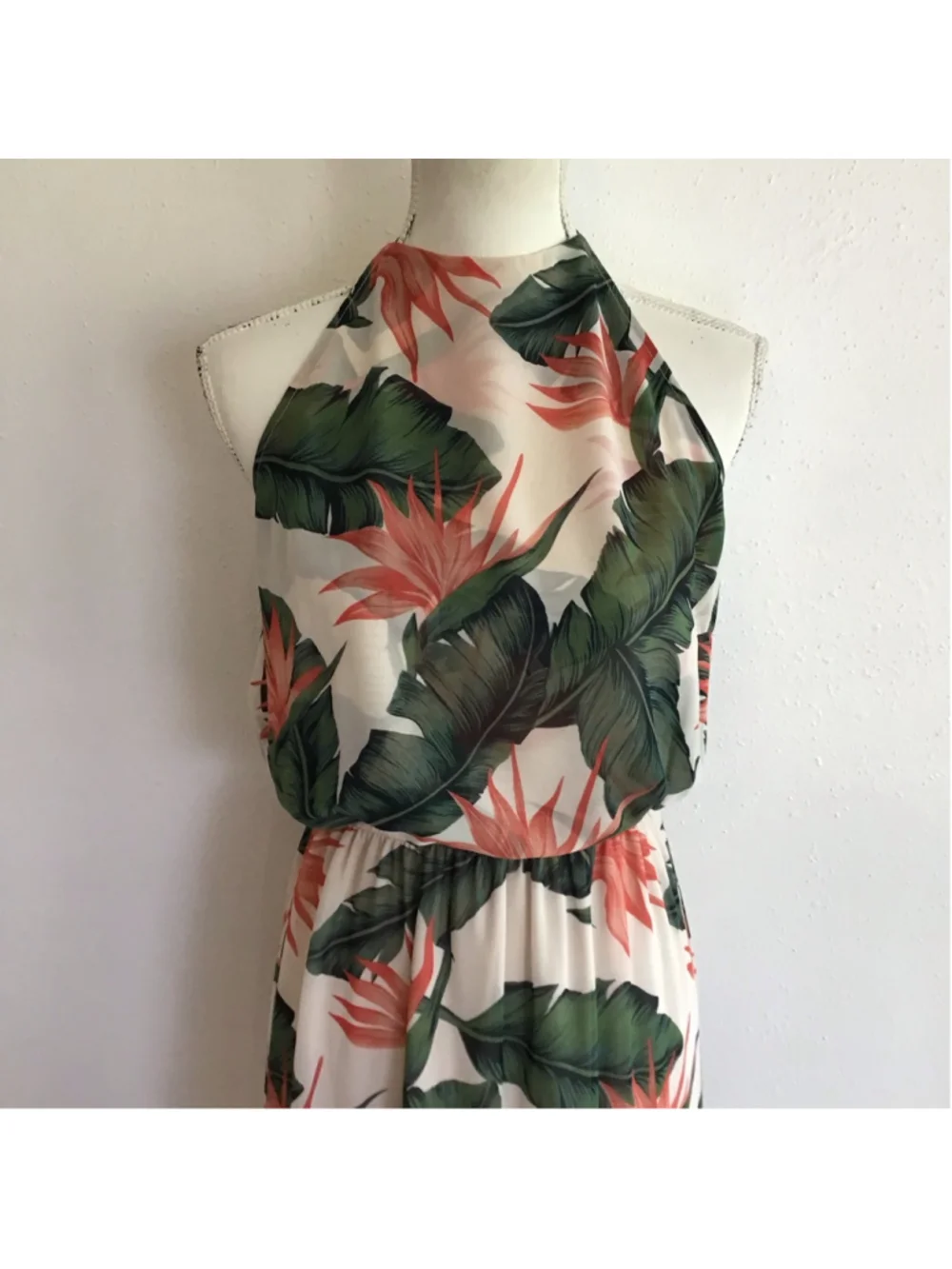 Show Me Your Mumu Women Elegant Fun Maxi Dress L White Green Tropical Print - Picture 4 of 14